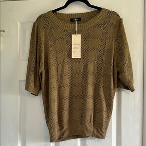 NWT Tan Crew Neck Sweater with Textured Knit